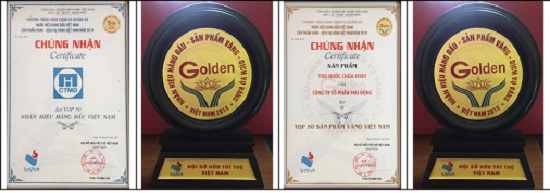 Công ty CP Mai Động đoạt giải Top 50 Nhãn hiệu hàng đầu Việt Nam và Top 50 Sản phẩm Vàng Việt Nam